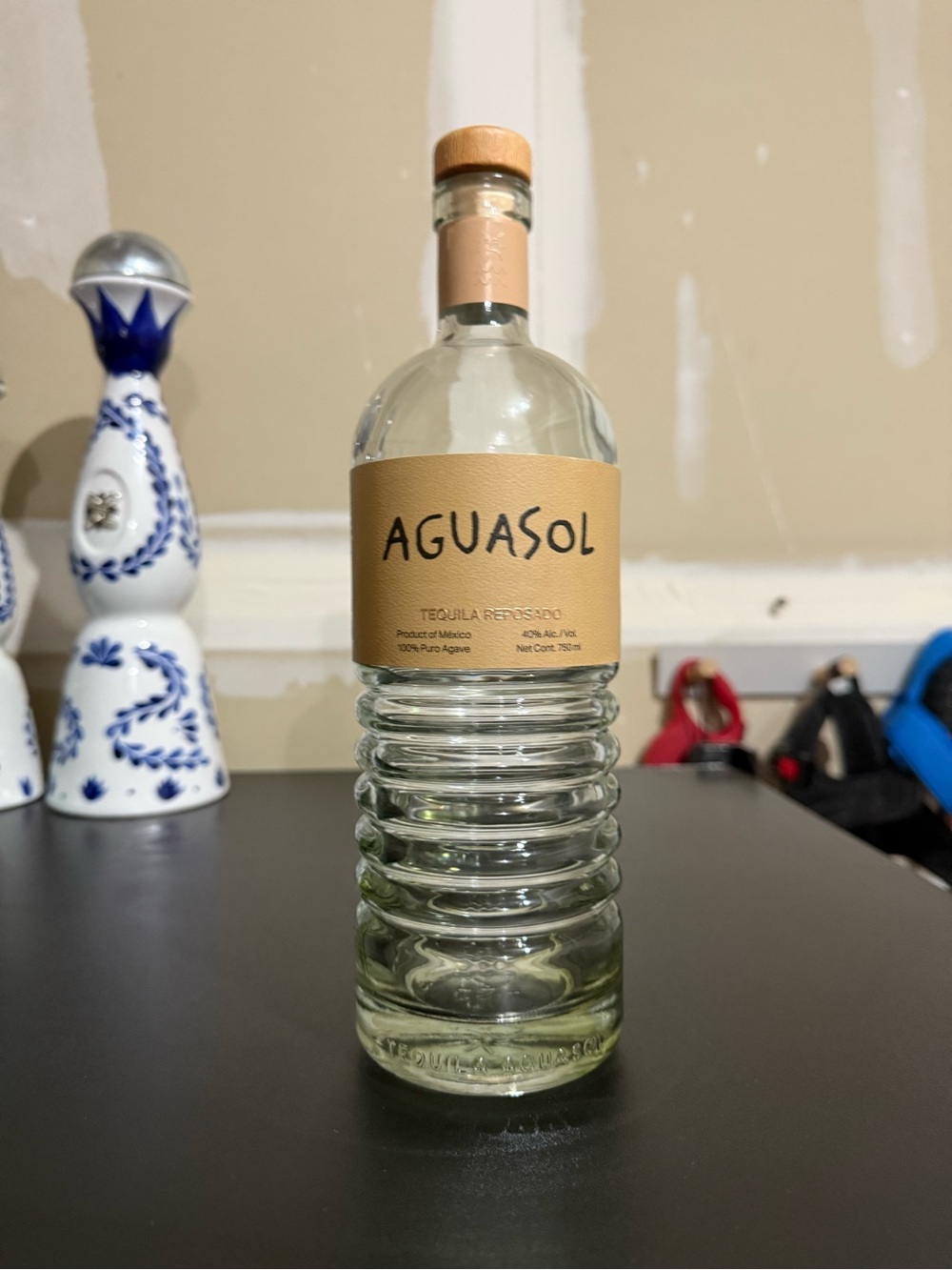 Aguasol empty tequila reposado bottle